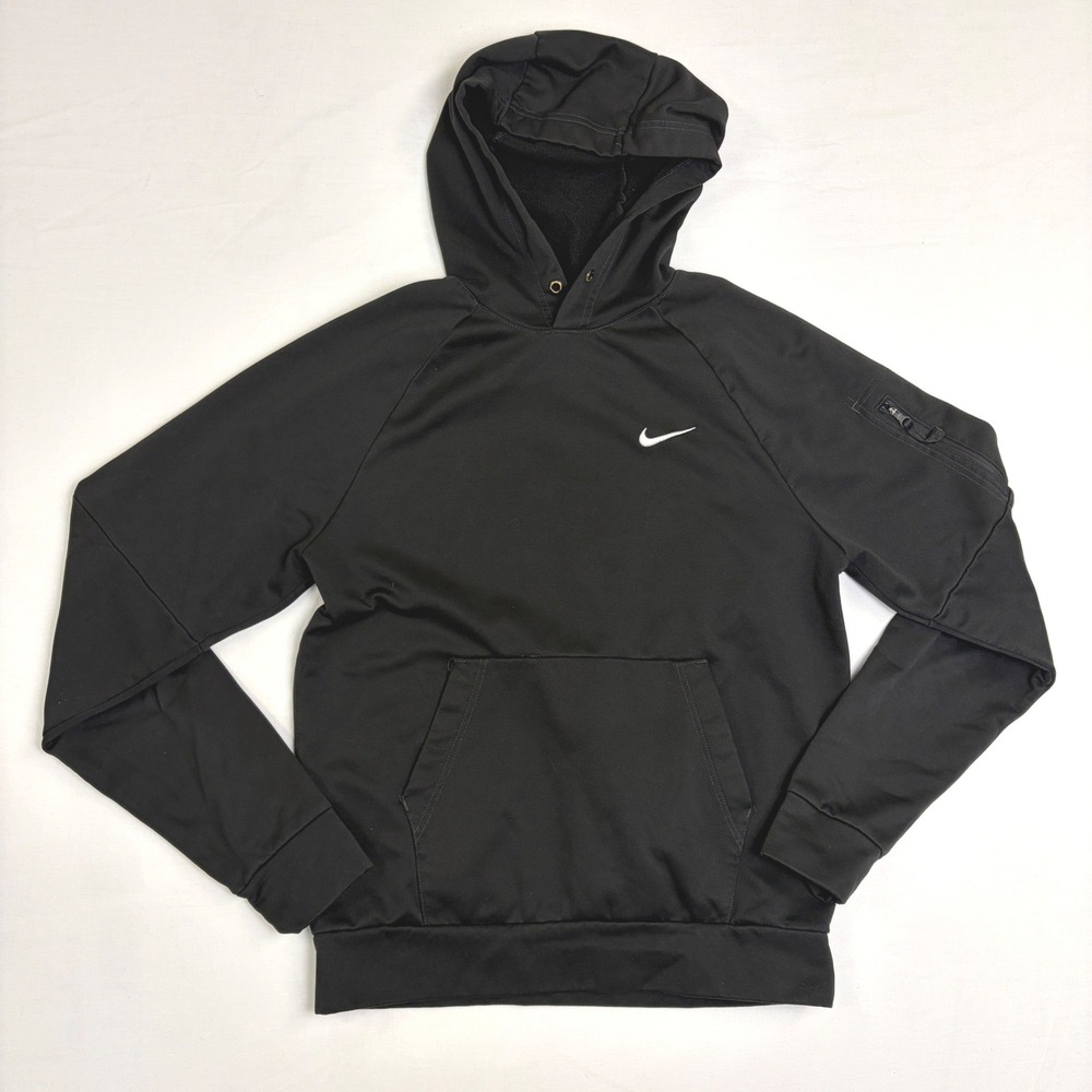 Nike Therma-FIT Mens Small Black Pullover Hoodie Side Sleeve Pocket